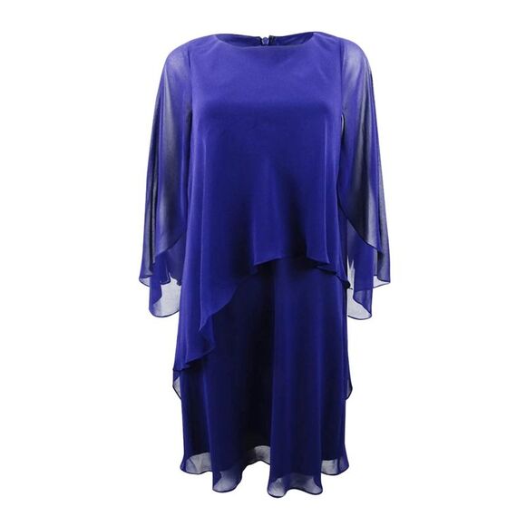 Lauren by Ralph Lauren Women's Cape-Overlay Chiffon Dress - Blue - Picture 1 of 2